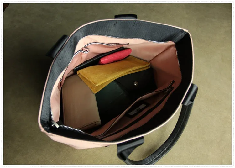 Pink Womens Nylon Shopper Tote Womens Nylon Shoulder Tote Pink Nylon Handbag Purse for Ladies