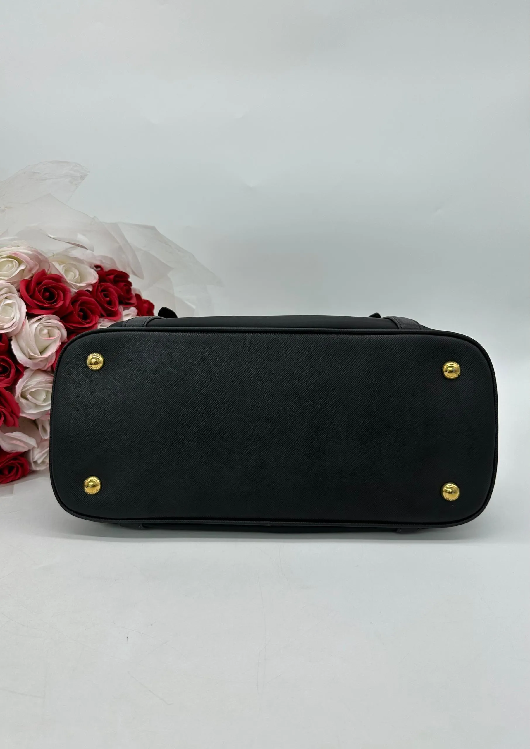 PRADA Womens Black Nylon & Leather Handbag