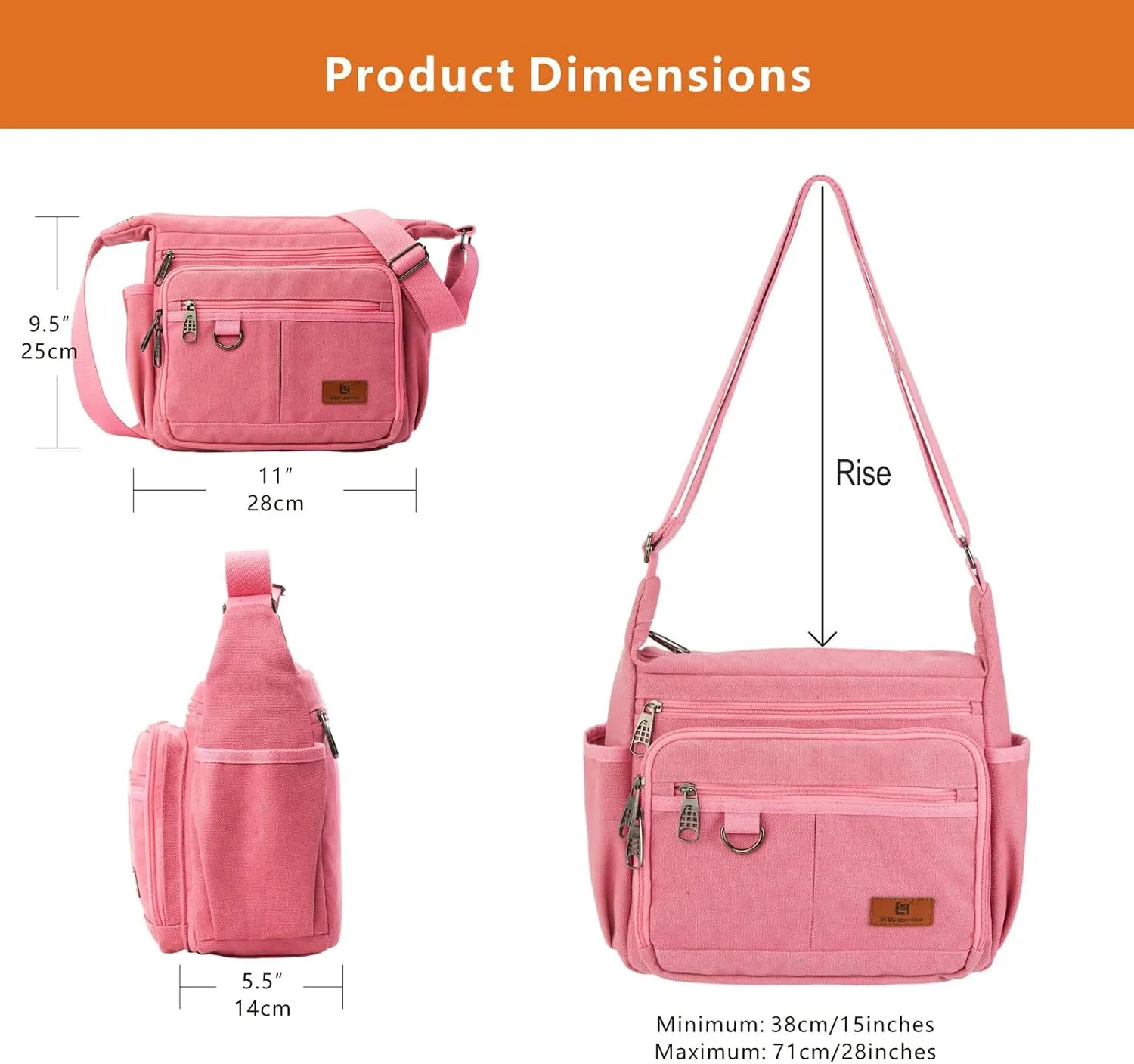 Rfid Crossbody Messenger Bag with Water Bottle Holders, 13 inch Laptop Shoulder Bag, Sling Satchel Purse w/Built-in Wallet
