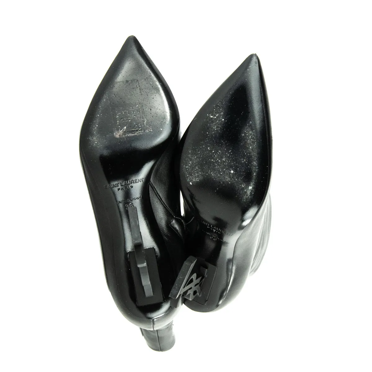 Saint Laurent Black Leather Opyum Ankle Boots Size US 6 | EU 36