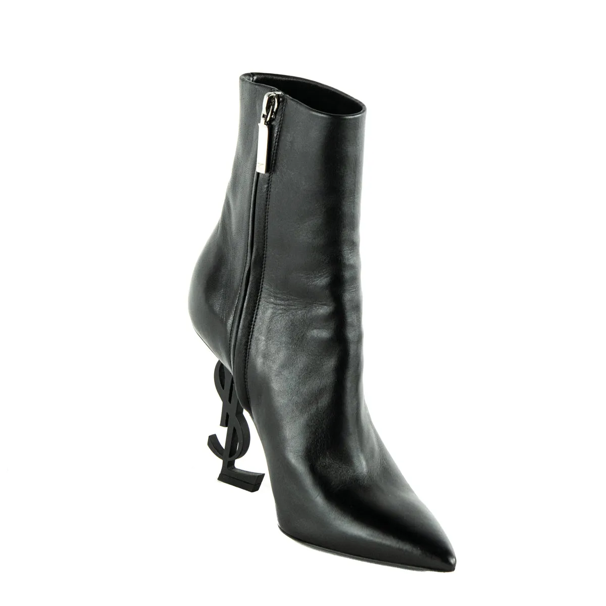 Saint Laurent Black Leather Opyum Ankle Boots Size US 6 | EU 36