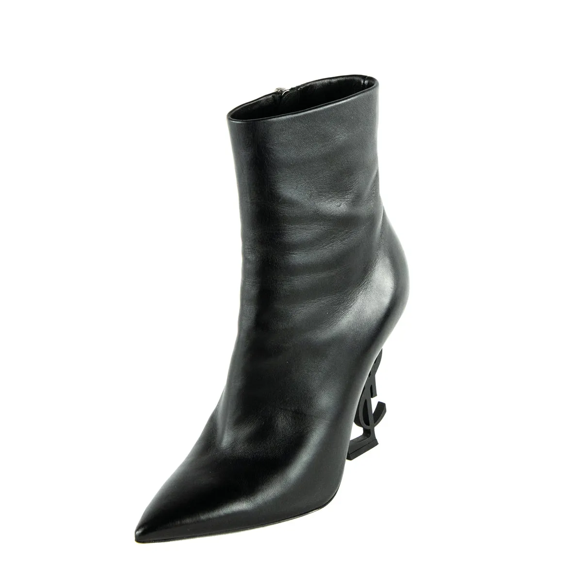 Saint Laurent Black Leather Opyum Ankle Boots Size US 6 | EU 36