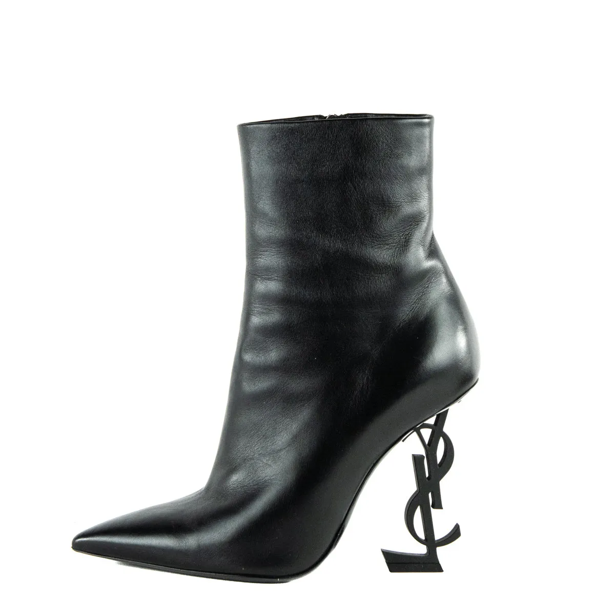 Saint Laurent Black Leather Opyum Ankle Boots Size US 6 | EU 36