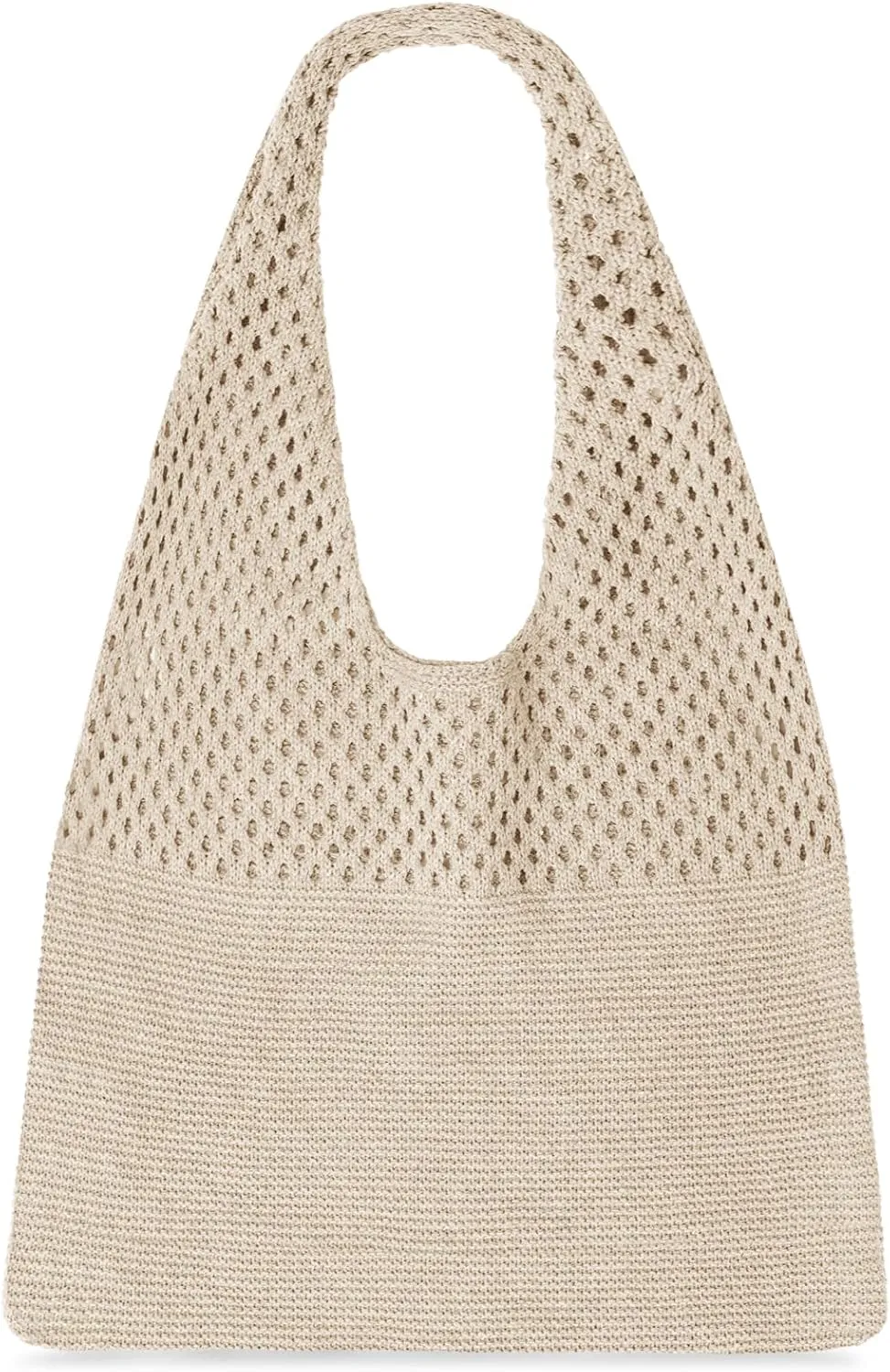 SANSTHS Crochet Mesh Beach Tote Bag Retro Hobo Knitted Bag Woven Tote Summer Shoulder Bag for Women