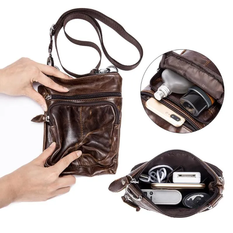 Sidiou Group Business Crossbody Bag for Men Fashion Leather Small Satchel Shoulder Bag  Leather bag