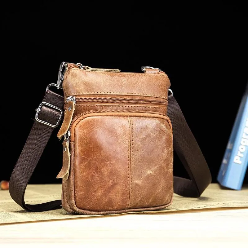 Sidiou Group Business Crossbody Bag for Men Fashion Leather Small Satchel Shoulder Bag  Leather bag