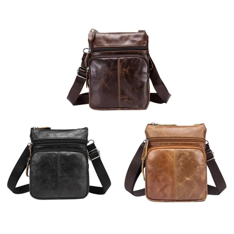 Sidiou Group Business Crossbody Bag for Men Fashion Leather Small Satchel Shoulder Bag  Leather bag