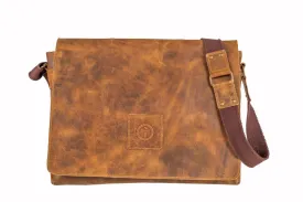 Soldier 15 inch - Men's Leather Messenger Bag in Crazy Horse Tan