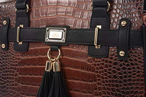 The Boston Alligator Crocodile Alligator Computer iPad, Laptop Tablet Rolling Tote Bag Briefcase Carryall Bag (17" 17.3" inch)