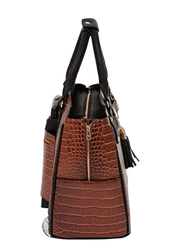 The Boston Alligator Crocodile Alligator Computer iPad, Laptop Tablet Rolling Tote Bag Briefcase Carryall Bag (17" 17.3" inch)