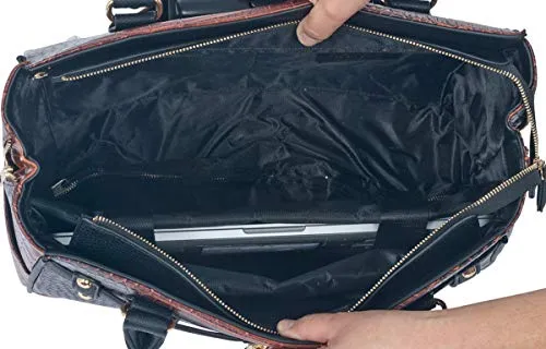 The Boston Alligator Crocodile Alligator Computer iPad, Laptop Tablet Rolling Tote Bag Briefcase Carryall Bag (17" 17.3" inch)