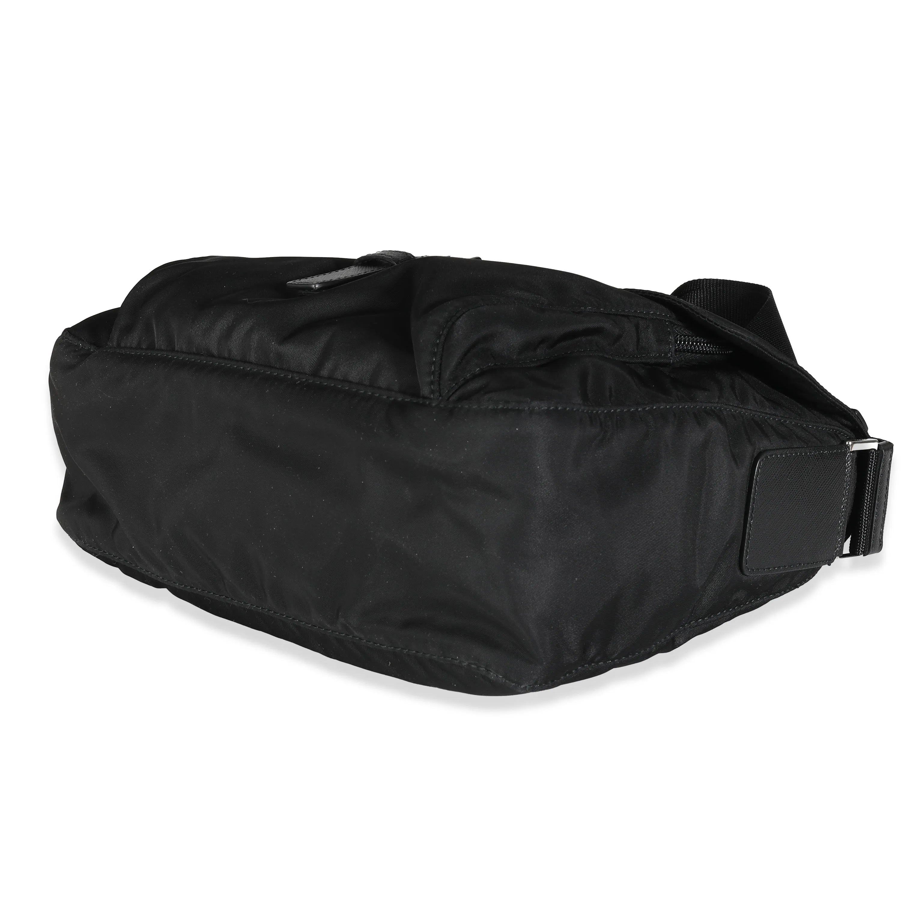 Trendy Inspired Prada Black Re-nylon Front Pocket Shoulder Bag