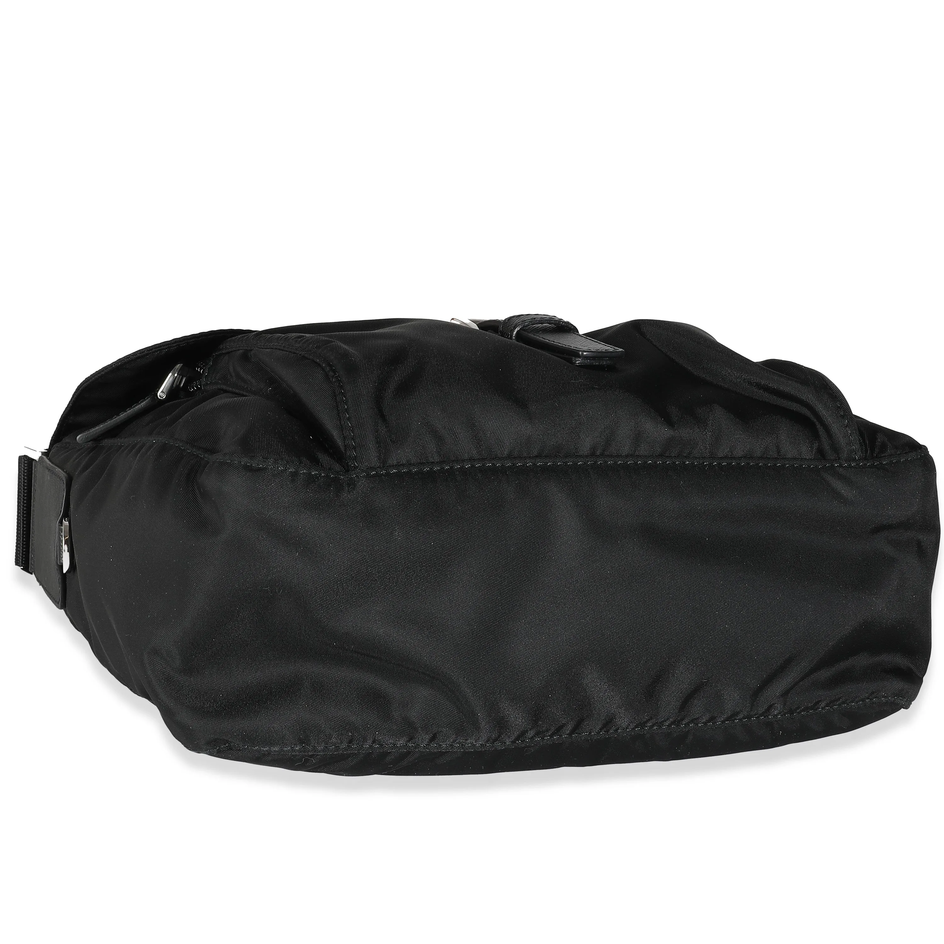 Trendy Inspired Prada Black Re-nylon Front Pocket Shoulder Bag
