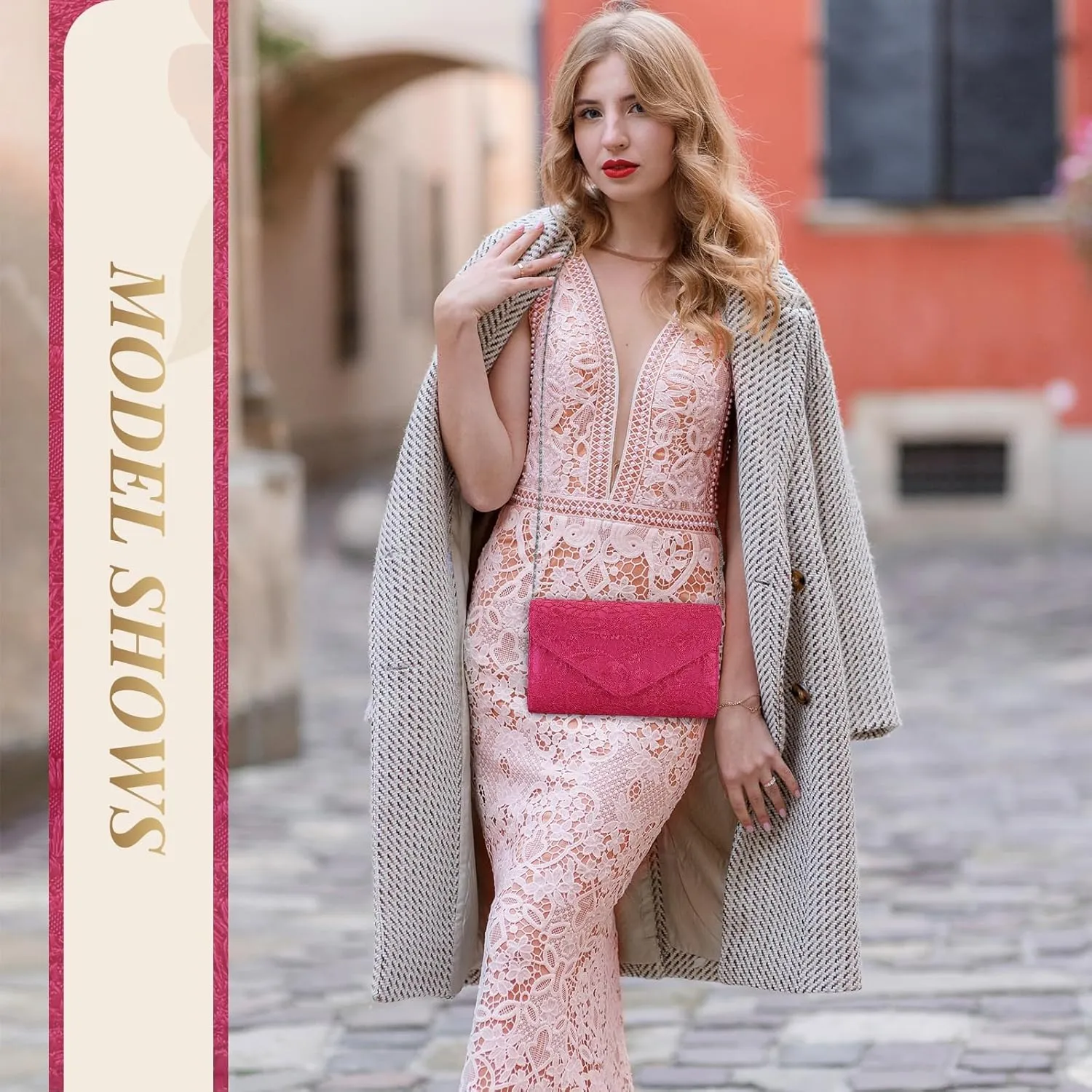 UBORSE Evening Bag Lace Clutch Purse for Women Formal Elegant Envelope Wedding Party Cocktail Crossbody Shoulder Bag