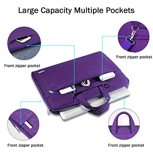 V Voova Laptop Bag Case 13 13.3 Inch with Shoulder Stap,Slim Computer Sleeve Compatible with 2018-2021 MacBook Air/Pro M1,13.5 Surface Book 3/Laptop 4,Chromebook,XPS 13,Jumper 13.3 Notebook,Purple