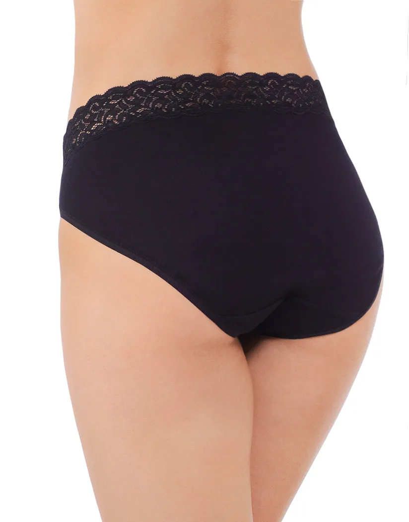 Vanity Fair Flattering Lace Cotton Stretch Hi Cut Brief 13395