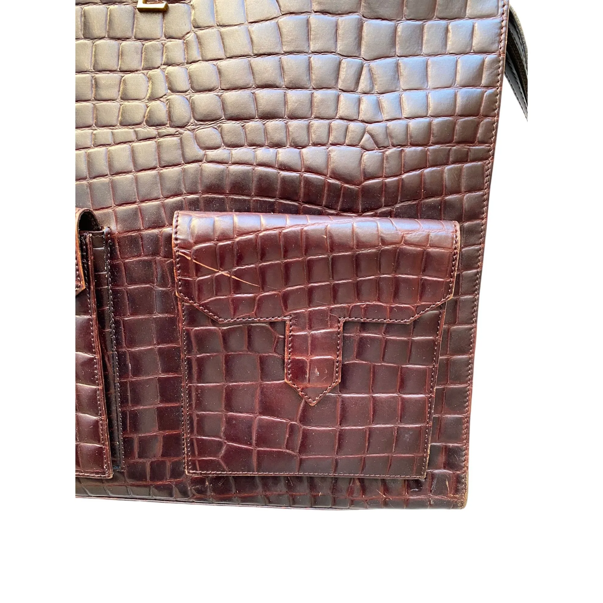 Vintage Burgundy Leather Large Bag