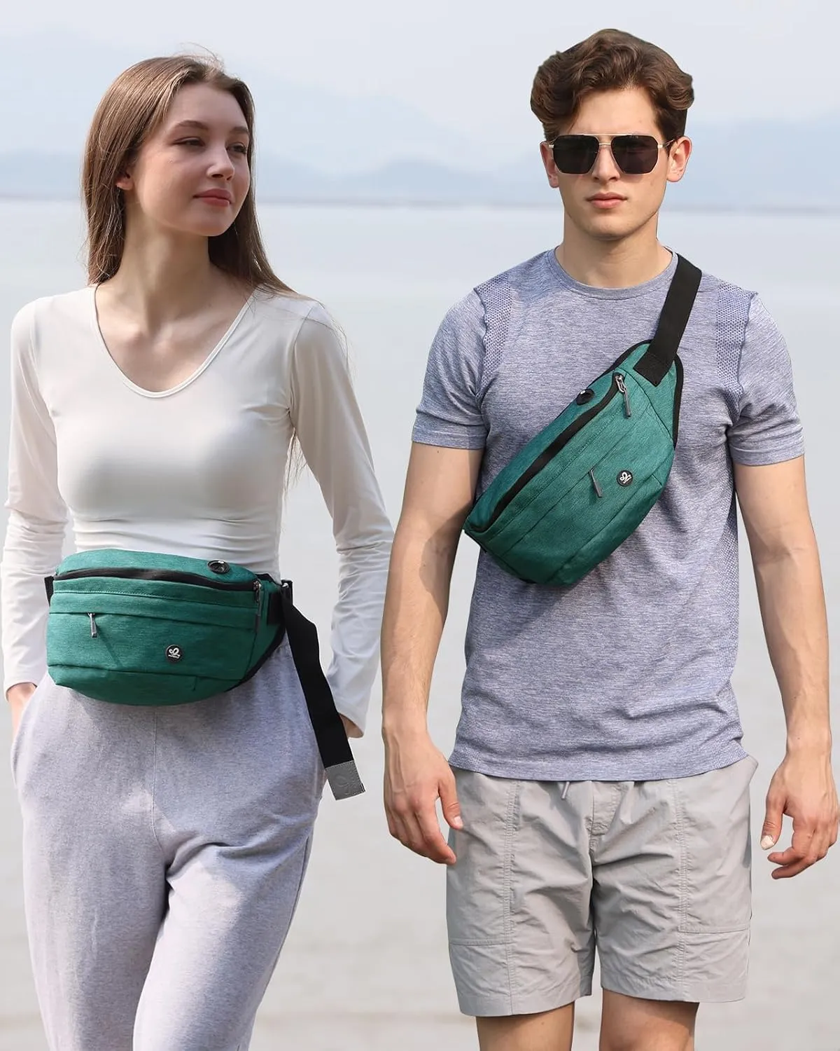 WATERFLY Fanny Pack for Men Women Water Resistant Large Hiking Waist Bag Pack Carrying All Phones for Running Walking Traveling