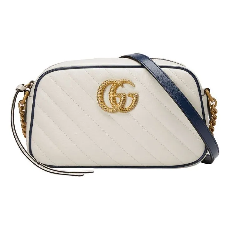 (WMNS) GUCCI GG Marmont Series Single-Shoulder Bag Small-Size White
