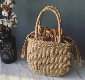 Women Beach Holiday Casual Fashion Straw Woven Bag Handbag Shoulder Bag Rattan Clutch Basket Vintage