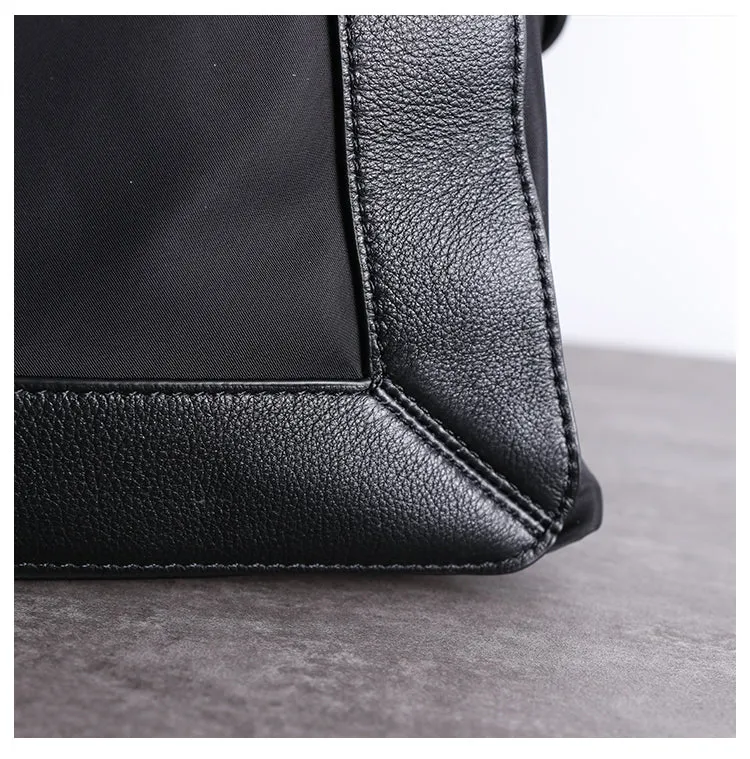 Womens Nylon Leather Travel Handbags Womens Black Nylon Gym Purse Nylon Work Handbag Purse for Ladies