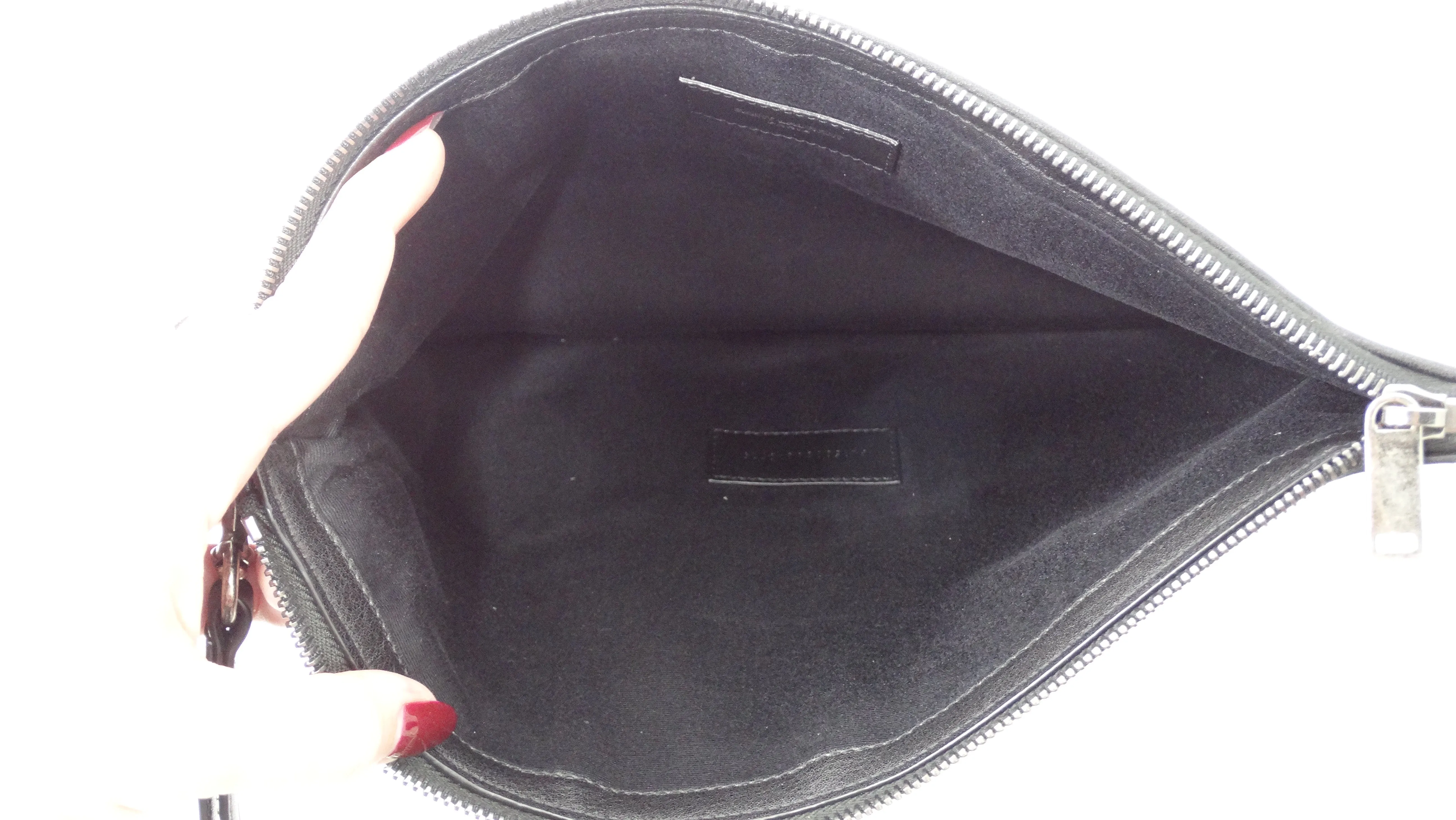 Yves Saint Laurent Striped Logo Embroidered Clutch Bag