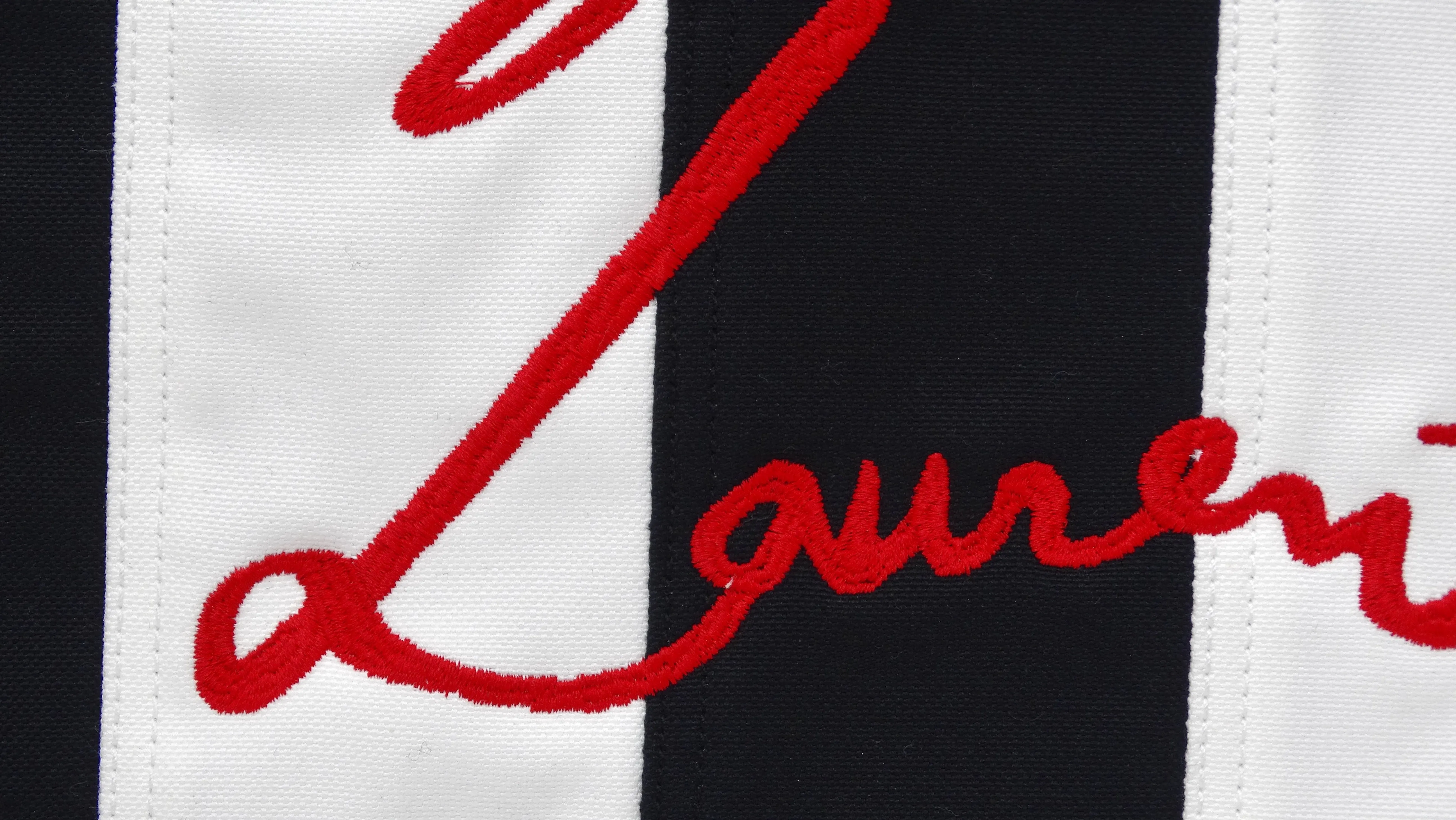 Yves Saint Laurent Striped Logo Embroidered Clutch Bag
